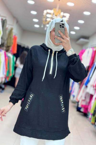 CEBİ DAMLA TAŞLI TUNİK  Siyah