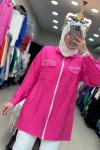 Cebi İşlemeli Keten Ceket Pembe