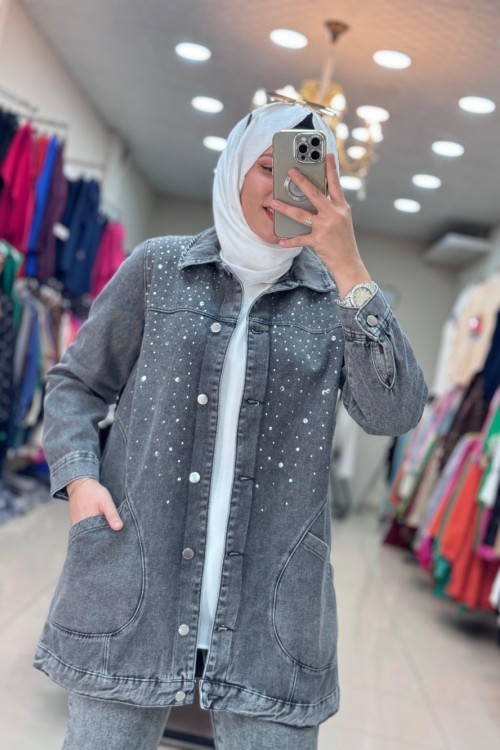 DAĞINIK TAŞLI KOT CEKET Füme