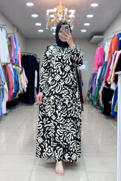 DÜĞMELİ ELBİSE Siyah