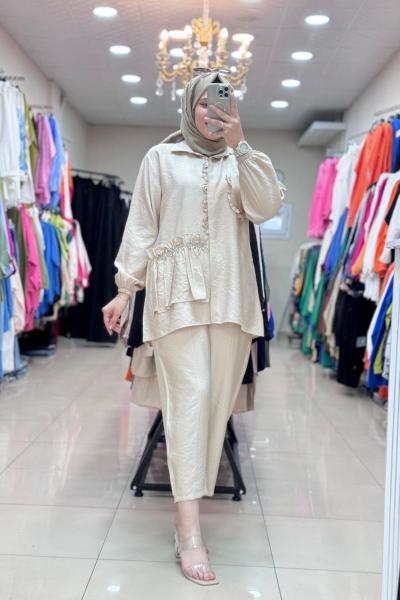 ESİO TAŞLI TAKIM  Bej