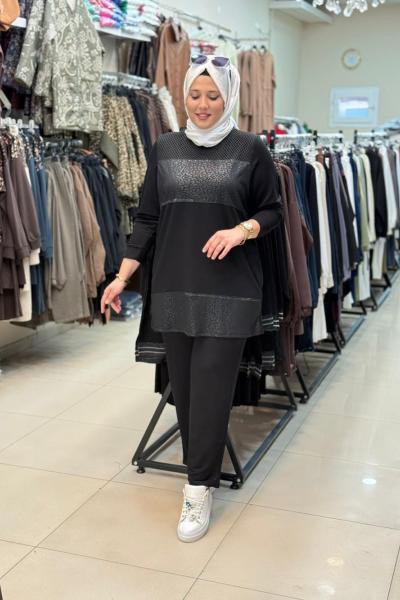 FİLE DETAYLI ZEBRA TAKIM Siyah