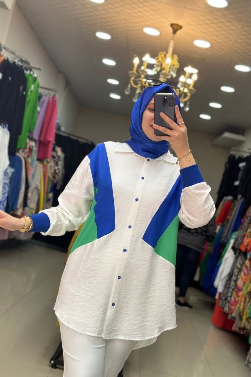 Garnili Gömlek Mavi