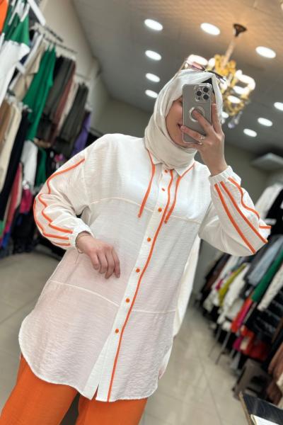 Gömleği İpli Takim Turuncu-Beyaz  Turuncu