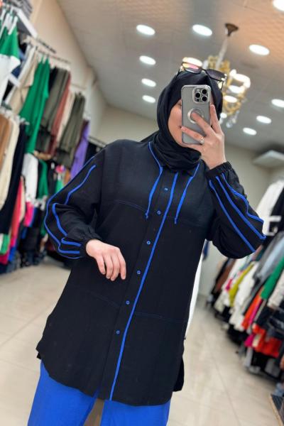 Gömleği İpli Takim Mavi-Siyah Mavi