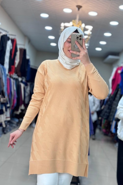 GÜNER KAZ AYAKLI MERSERİZE TUNİK Taba