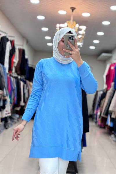 GÜNER KAZ AYAKLI MERSERİZE TUNİK Açık Mavi