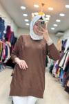 GÜNER KAZ AYAKLI MERSERİZE TUNİK Kahverengi