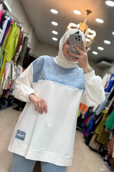 İkoll Çiçekli Tunik Beyaz  Beyaz