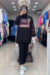 İKOLL LEOPAR BASKILI SWEAT 30054  Siyah
