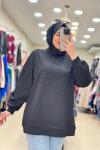 İKOLL TAŞ DETAYLI SWEATSHIRT Siyah