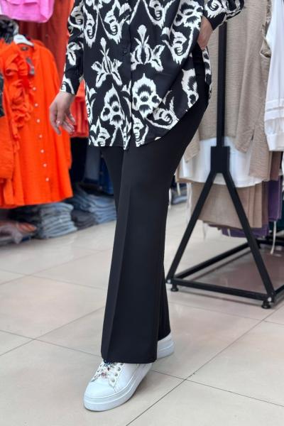 İSPANYOL BELİ LASTİKLİ KUMAŞ PANTOLON Siyah