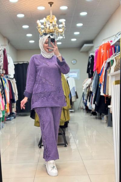 İTHAL DESEN VE TAŞLI TAKIM Mor