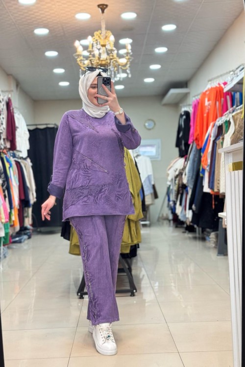 İTHAL DESEN VE TAŞLI TAKIM Mor