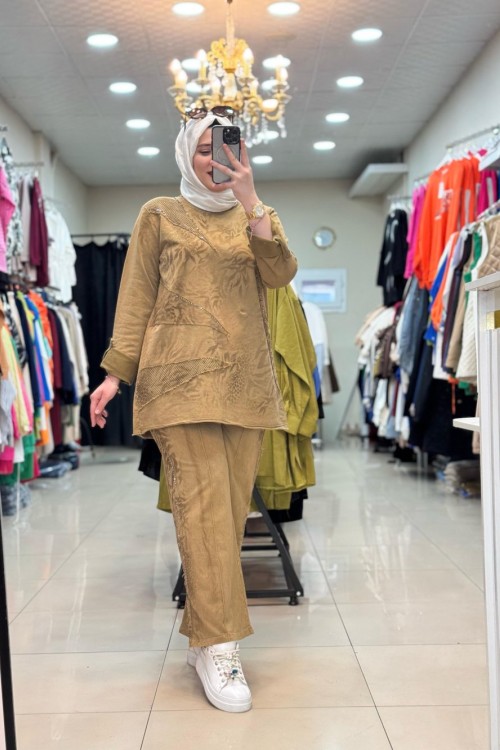 İTHAL DESEN VE TAŞLI TAKIM Yağ Yeşili