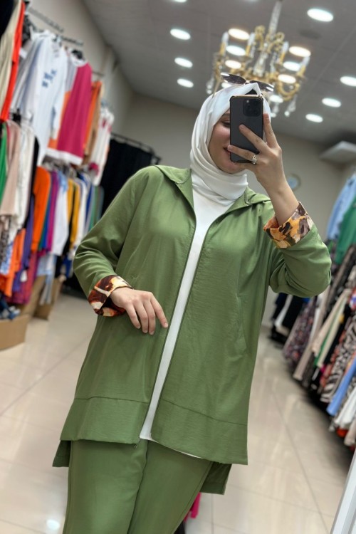 Kapşonlu Takım Haki Haki