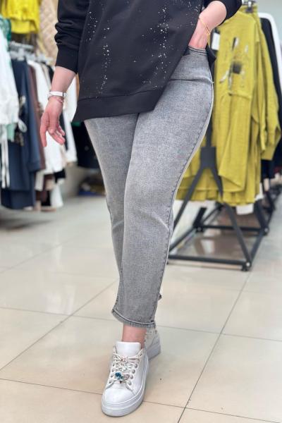 KEMERLİ DÜZ KOT PANTOLON  Füme