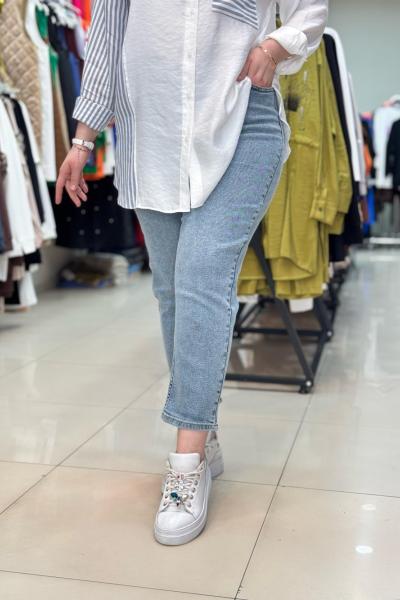 KEMERLİ DÜZ KOT PANTOLON  BUZ MAVİ