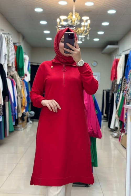Kirazlı Tunik Kırmızı Kırmızı