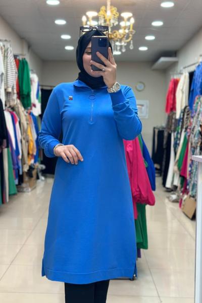 Kirazlı Tunik Mavi Mavi