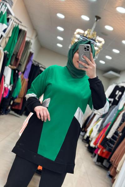 Kol Şeritli Tunik Yeşil Yeşil