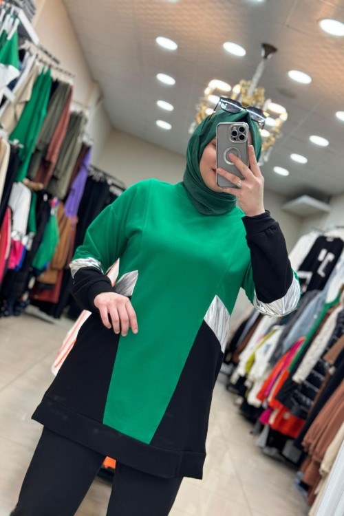 Kol Şeritli Tunik Yeşil Yeşil