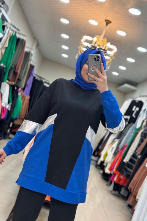 Kol Şeritli Tunik Siyah Siyah