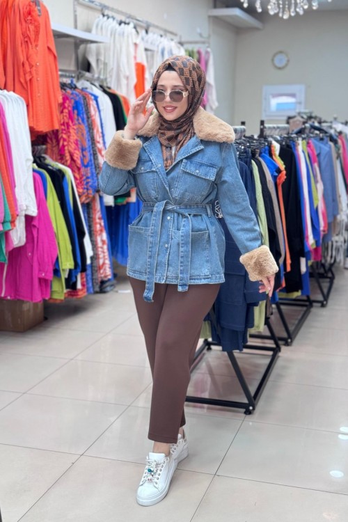 KÜRKÜ ÇIKABİLİR KOT CEKET  KOT MAVİ