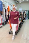 KUŞ TAŞ İŞLEMELİ GÖMLEK  Bordo
