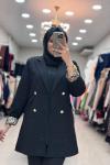 LEOPAR KOLLU BLAZER CEKET   Siyah