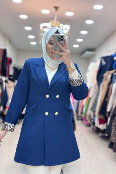 LEOPAR KOLLU BLAZER CEKET   Lacivert