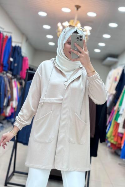 MODAL KUMAŞ COTTON CEKET  Bej