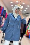 MODAL KUMAŞ COTTON CEKET  İndigo Mavi