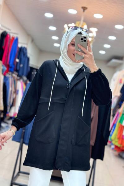 MODAL KUMAŞ COTTON CEKET  Siyah