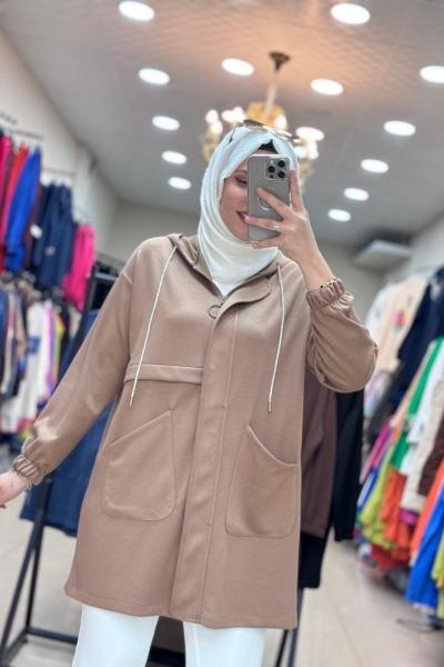 MODAL KUMAŞ COTTON CEKET  Vizon