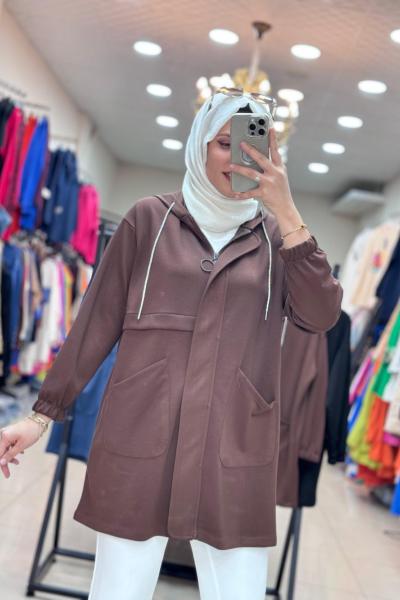 MODAL KUMAŞ COTTON CEKET  Kahverengi