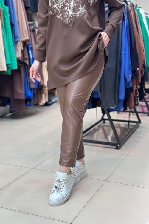 MODİVA DERİ PANTOLON Kahverengi