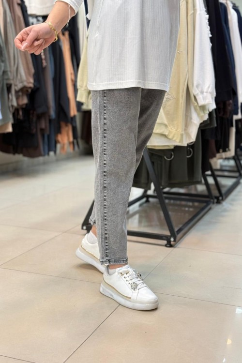 Mom jean pantolon Füme