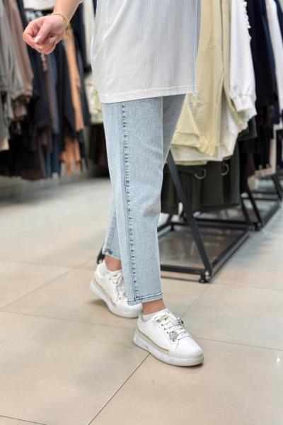 Mom jean pantolon BUZ MAVİ