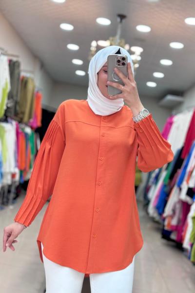 Nervürlü Gömlek  Turuncu