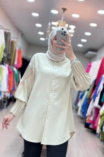 Nervürlü Gömlek  Taş Rengi