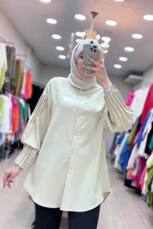 Nervürlü Gömlek  Taş Rengi