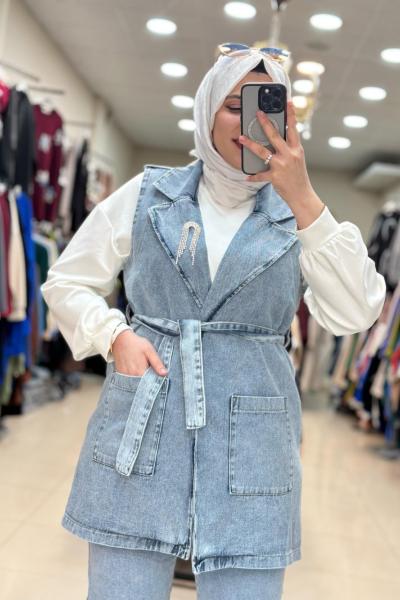 NOŞ KOT YELEK BUZ MAVİ