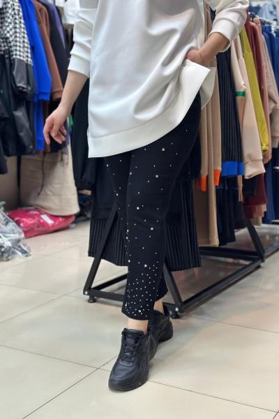 Noshe Likralı Dağınık Taşlı Kot Siyah Siyah