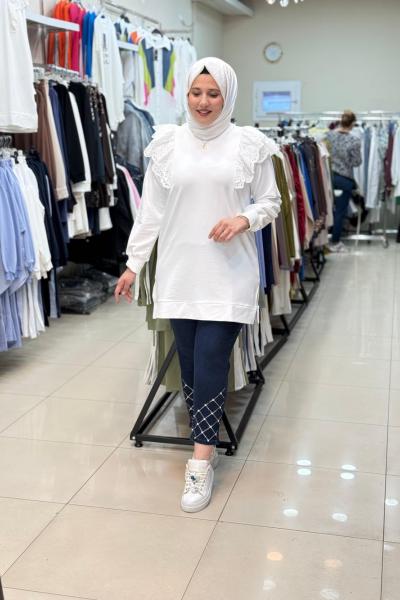 OMZU FIRFIR DETAYLI SWEATSHIRT Beyaz