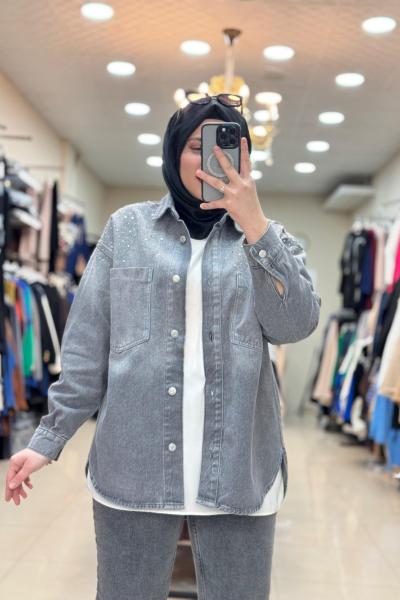 OMZU TAŞLI KOT CEKET Füme