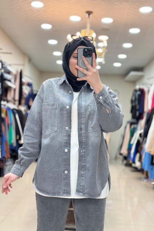 OMZU TAŞLI KOT CEKET Füme