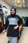 Önü Kotlu Sweat  Siyah
