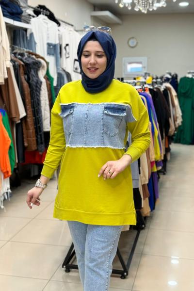 Önü Kotlu Sweat Yağ Yeşili