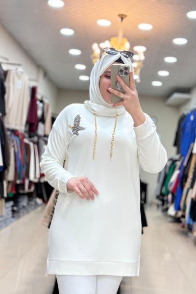OYSHO BEYMEN TUNİK Ekru